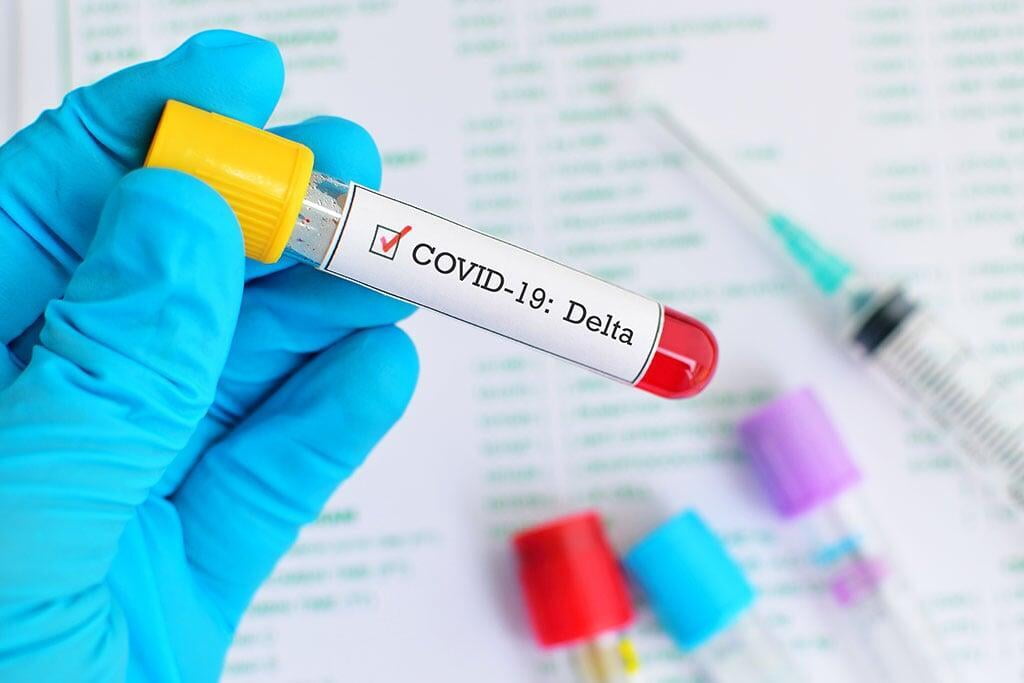 Delta variant COVID-19 positive, blood sample tube positive with delta variant or Indian strain COVID-19