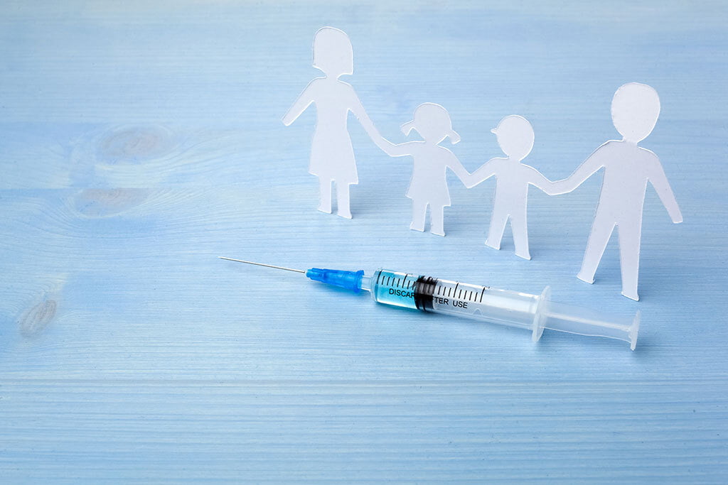 Family immunization concept. Flu vaccine for children.